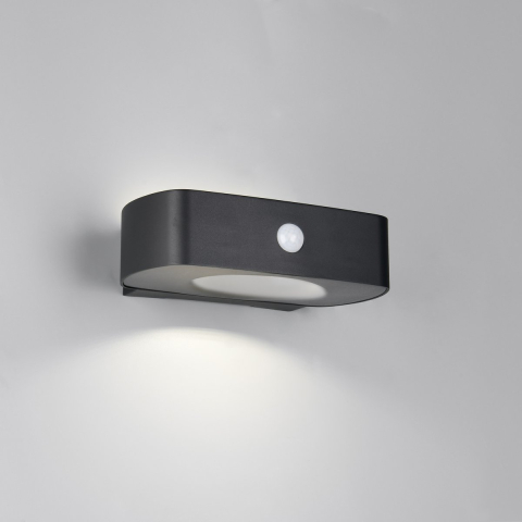 LED Aussen Wandleuchte, Solar, Akku, Bewegungs- & Dämmerungssensor, 22 cm Breite