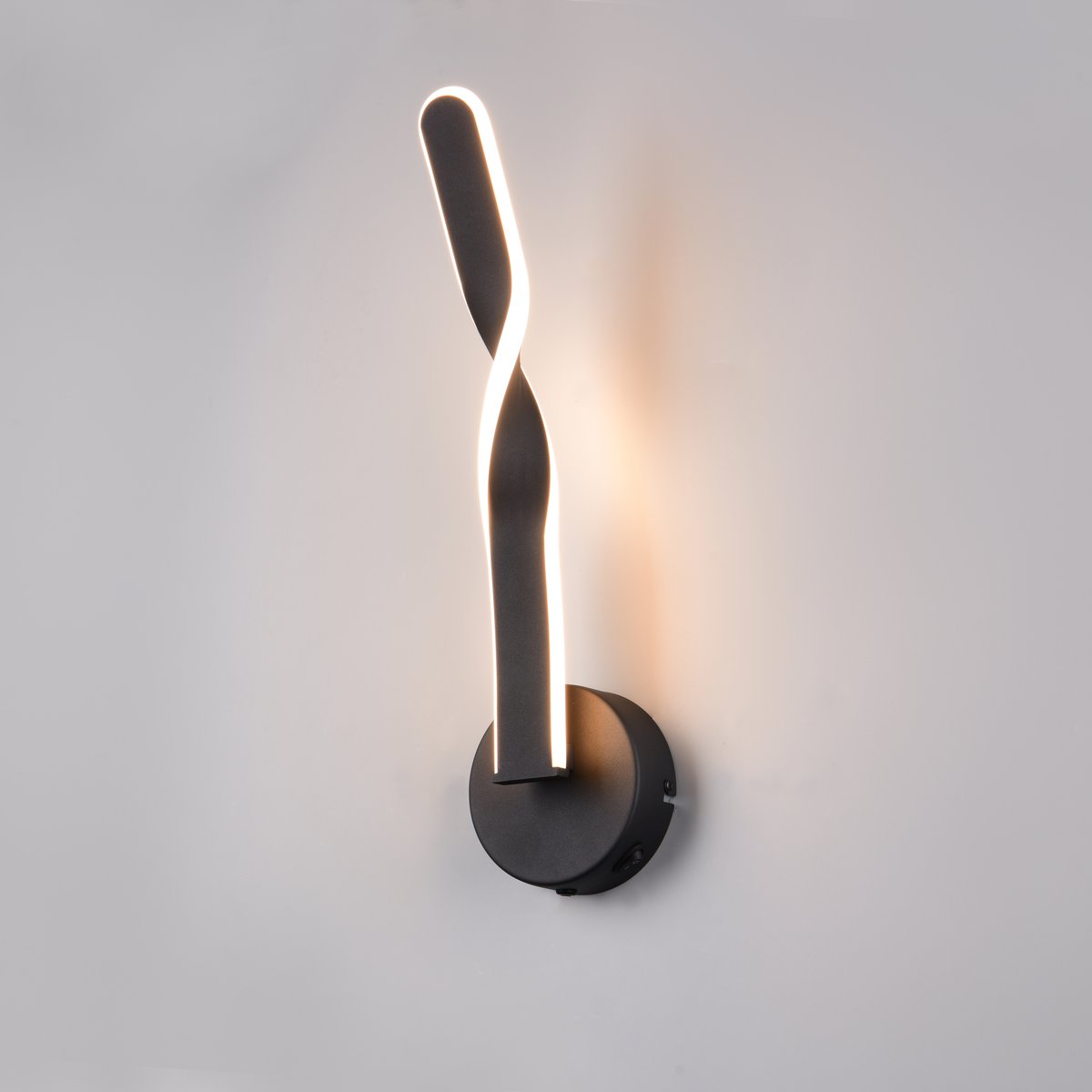 LED Wandleuchte, Schwarz, Metall, Schalter, 46 cm Höhe