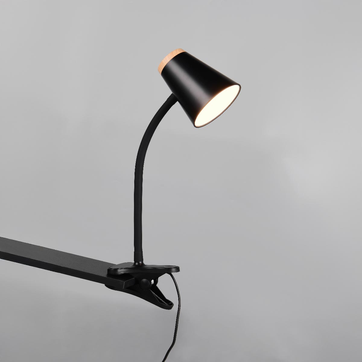 LED Klemmleuchte, Schwarz, Flexhals, Schalter, 32 cm