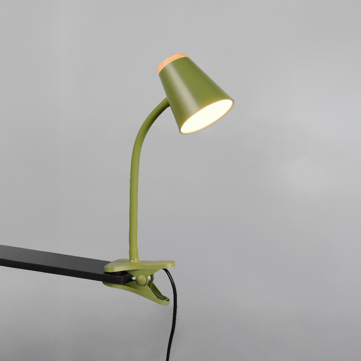 LED Klemmleuchte, Grün, Kunststoff, Schalter, 33 cm Höhe