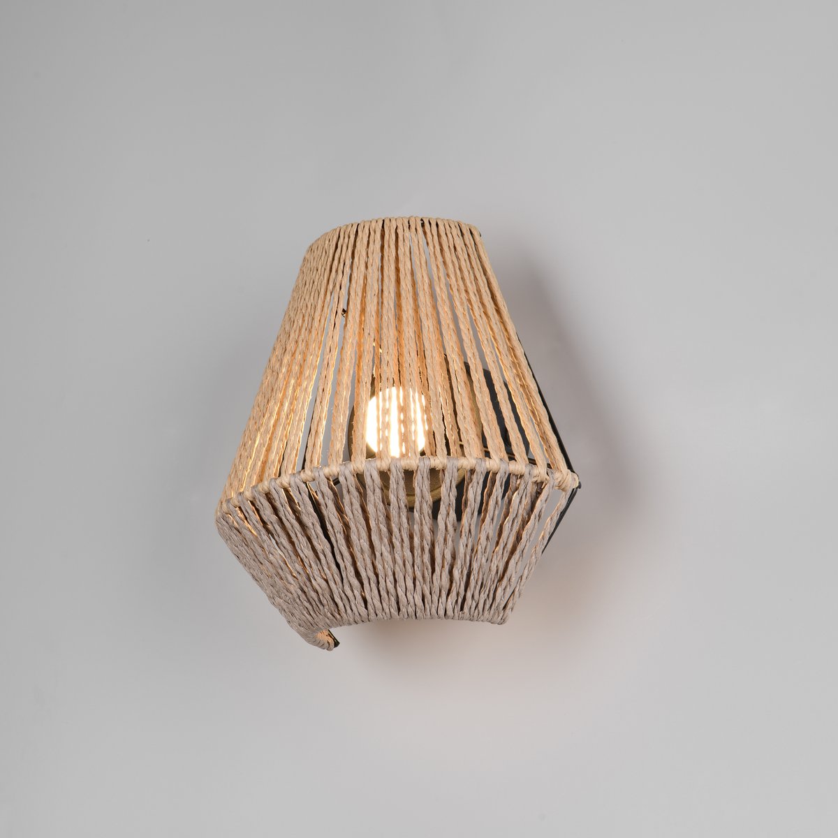 LED Wandleuchte, Braun Papiergarn, Akku, Touch Funktion, 19 cm Höhe