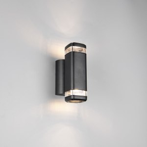 Aussen Wandleuchte, Schwarz, Aludruckguss, Up-Downlight, IP44, 21 cm Höhe
