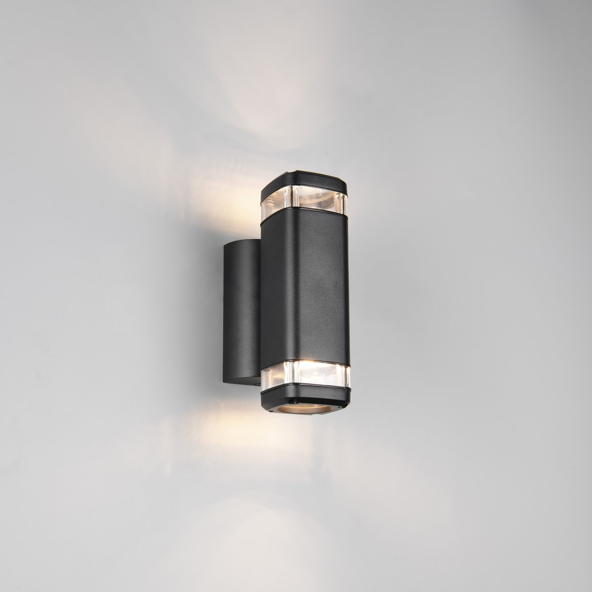 Aussen Wandleuchte, Schwarz, Aludruckguss, Up-Downlight, IP44, 21 cm Höhe