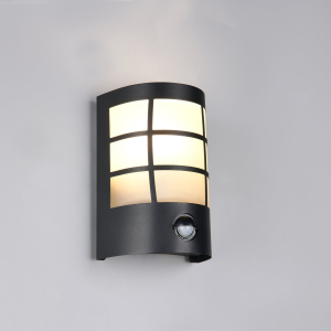 Aussen Wandleuchte, Edelstahl, Schwarz, Bewegungssensor, IP44, 20 cm Höhe