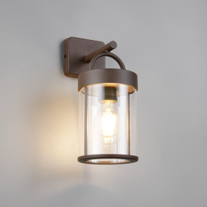 Aussen Wandleuchte, Rostfarbig, Aludruckguss, IP44, 29 cm Höhe