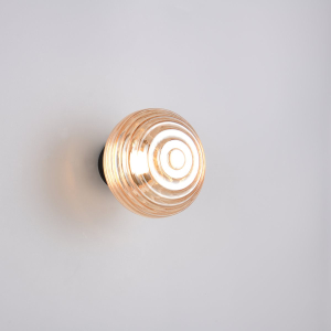 LED Wandleuchte, Glas, Amber, Akku, Touch Funktion, 16 cm Ø