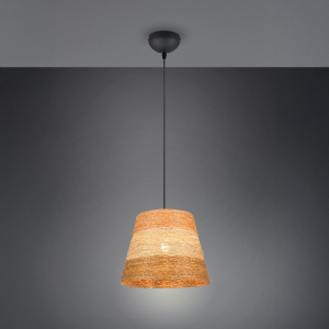 Pendelleuchte, Schwarz, Braun, Papiergarn, Konisch, 30 cm Ø
