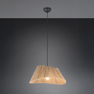 Pendelleuchte, Jute, Metall, E27, Höhe anpassbar, 52 cm Ø