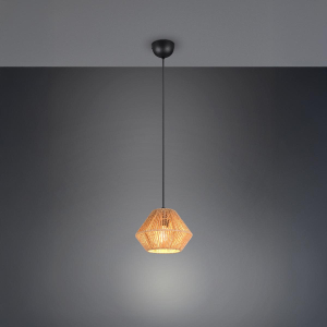Pendelleuchte, Braun, Schwarz, Papiergarn, Korb, Höhe anpassbar. 20 cm Ø