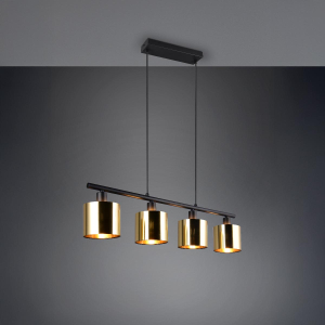 Pendelleuchte, Gold, 4 Spots, Metall, Höhe anpassbar, 75 cm x 12 cm