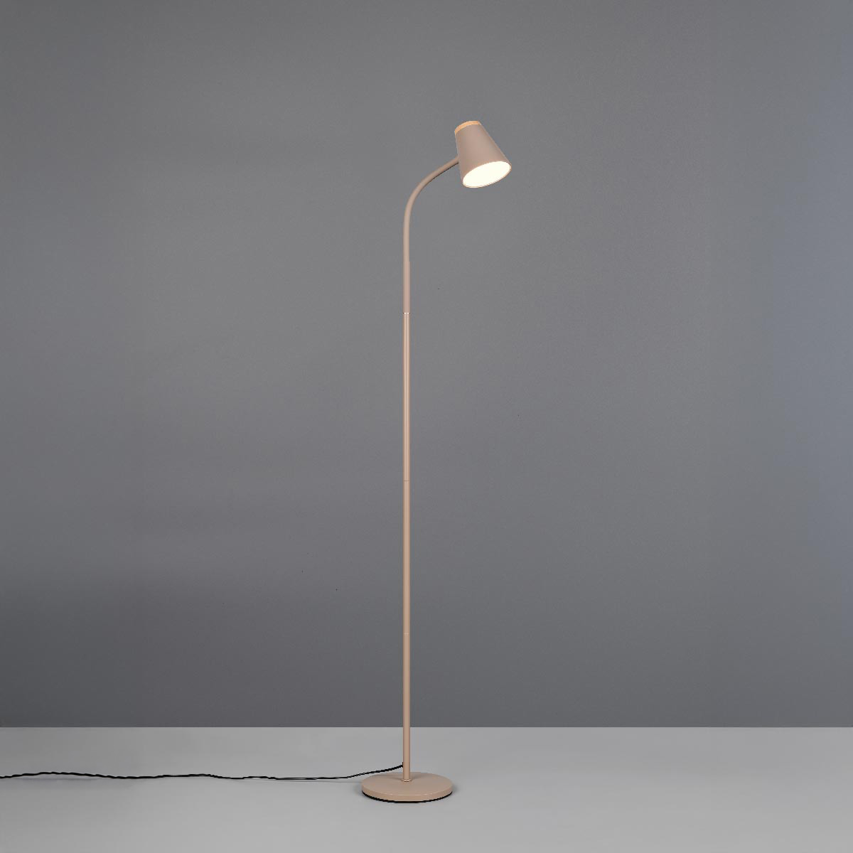 LED Stehleuchte, Beige, Kunststoff, Schalter, Flexhals, 145 cm Höhe