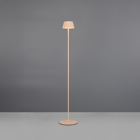 LED Aussen Stehleuchte, Metall, Sand, Akku, Touch Dimmer, IP44, 123 cm Höhe