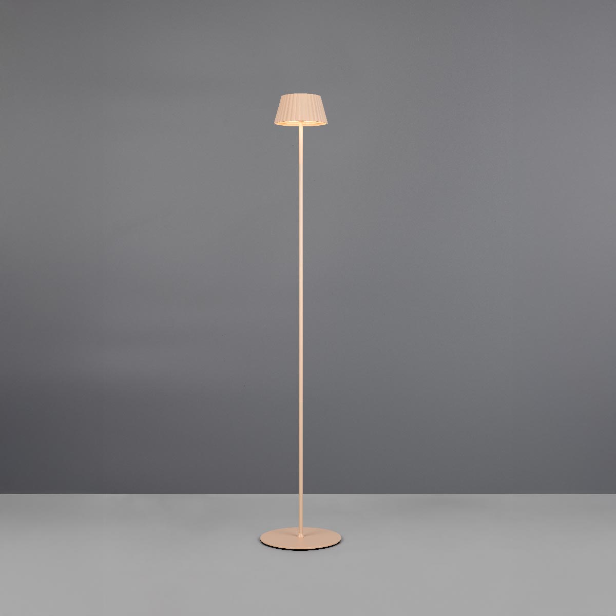 LED Aussen Stehleuchte, Metall, Sand, Akku, Touch Dimmer, IP44, 123 cm Höhe