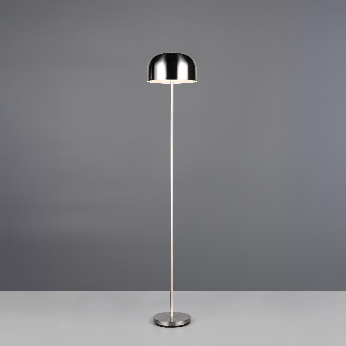 LED Stehleuchte, Metall, Nickel, Akku, Touch Dimmer, 147 cm Höhe