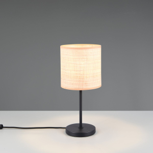 Tischleuchte, Schwarz, Natur, Seegras, Metall, Schnurschalter, 37 cm Höhe