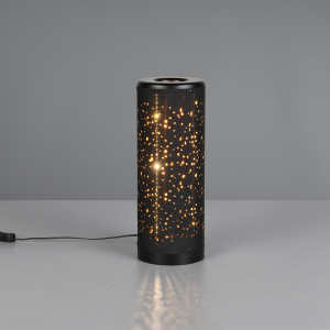 LED Tischleuchte, Schwarz, Stoff, Schnurschalter, 35 cm Höhe