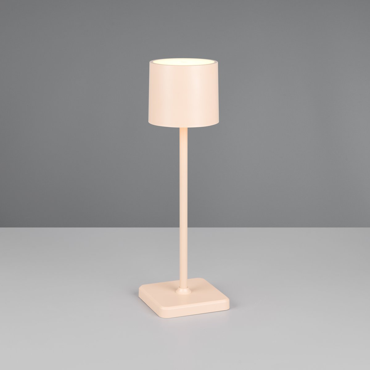 LED Aussen Tischleuchte, Sand, Kunststoff, Dimmer, CCT, Akku, IP54, 38 cm Höhe