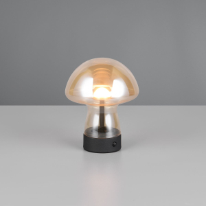 LED Tischleuchte, Amber, Glas, Akku, 4-fach Touch, 18 cm Höhe