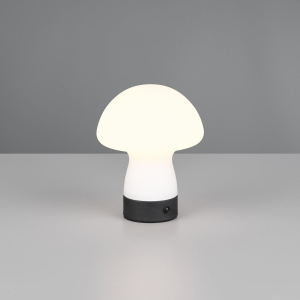 LED Tischleuchte, Glas, Weiss, Touch Dimmer, Akku, 18 cm Höhe