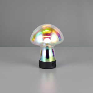 LED Tischleuchte, Akku, Glas, Irisierend, Touch Funktion, 18 cm Höhe
