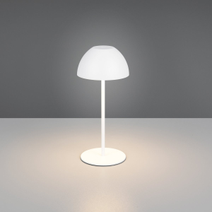 LED Aussen Tischleuchte, Weiss, Dimmer, Akku, IP44, 20 cm Höhe