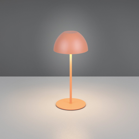 LED Aussen Tischleuchte, Apricot, IP44, Akku, Dimmer, 20 cm Höhe