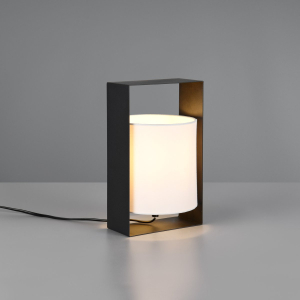 Tischleuchte, Metall, Stoffschirm, Schnurschalter, 27 cm Höhe