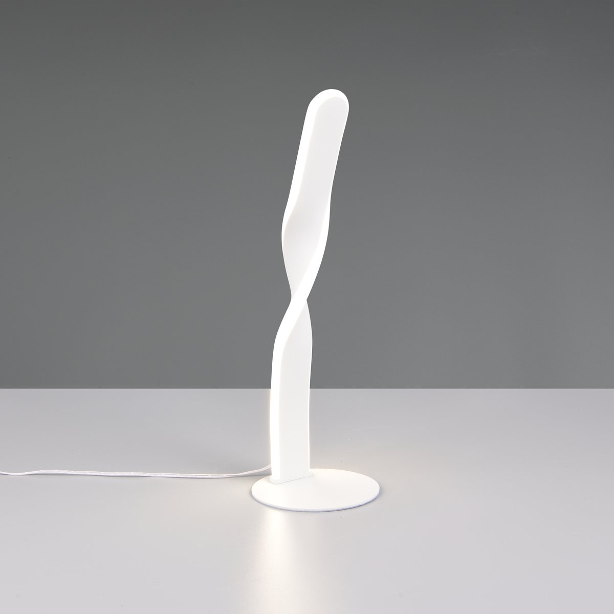 LED Tischleuchte, Metall, Weiss, Schnurschalter, 4000 Kelvin, 41 cm Höhe