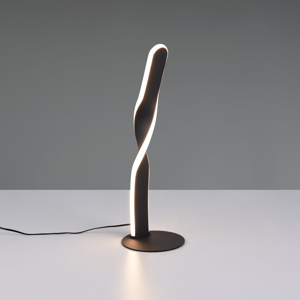 LED Tischleuchte, Metall, Schwarz, Schnurschalter, 41 cm Höhe