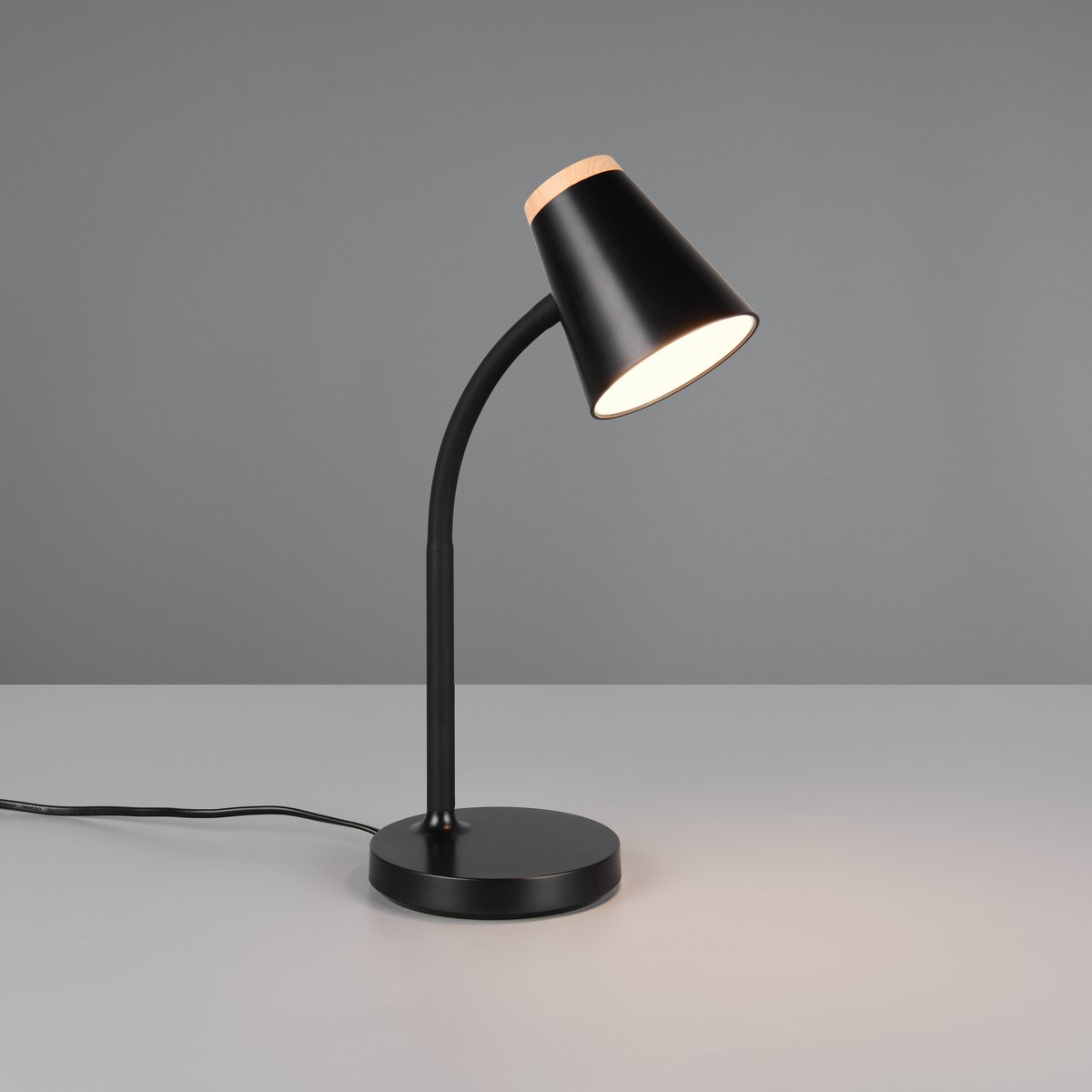 LED Tischleuchte, Schwarz, Schalter, Flexarm, 36 cm Höhe
