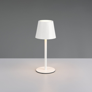 LED Aussen Tischleuchte, Weiss, Metall, Akku, Touch Funktion, CCT, IP44, 21 cm Höhe