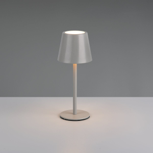 LED Tischleuchte, Grau, Metall, Akku, CCT, Touch Funktion, IP44, 21 cm Höhe