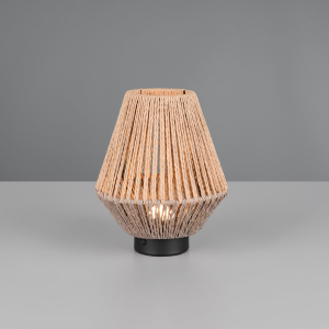 LED Tischleuchte, Papiergarn, Akku, Touch Funktion, Braun, 22 cm Höhe