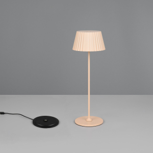 LED Aussen Tischleuchte, Sand, Metall, Akku, Ladestation, Sensordimmer, IP44, 39 cm Höhe