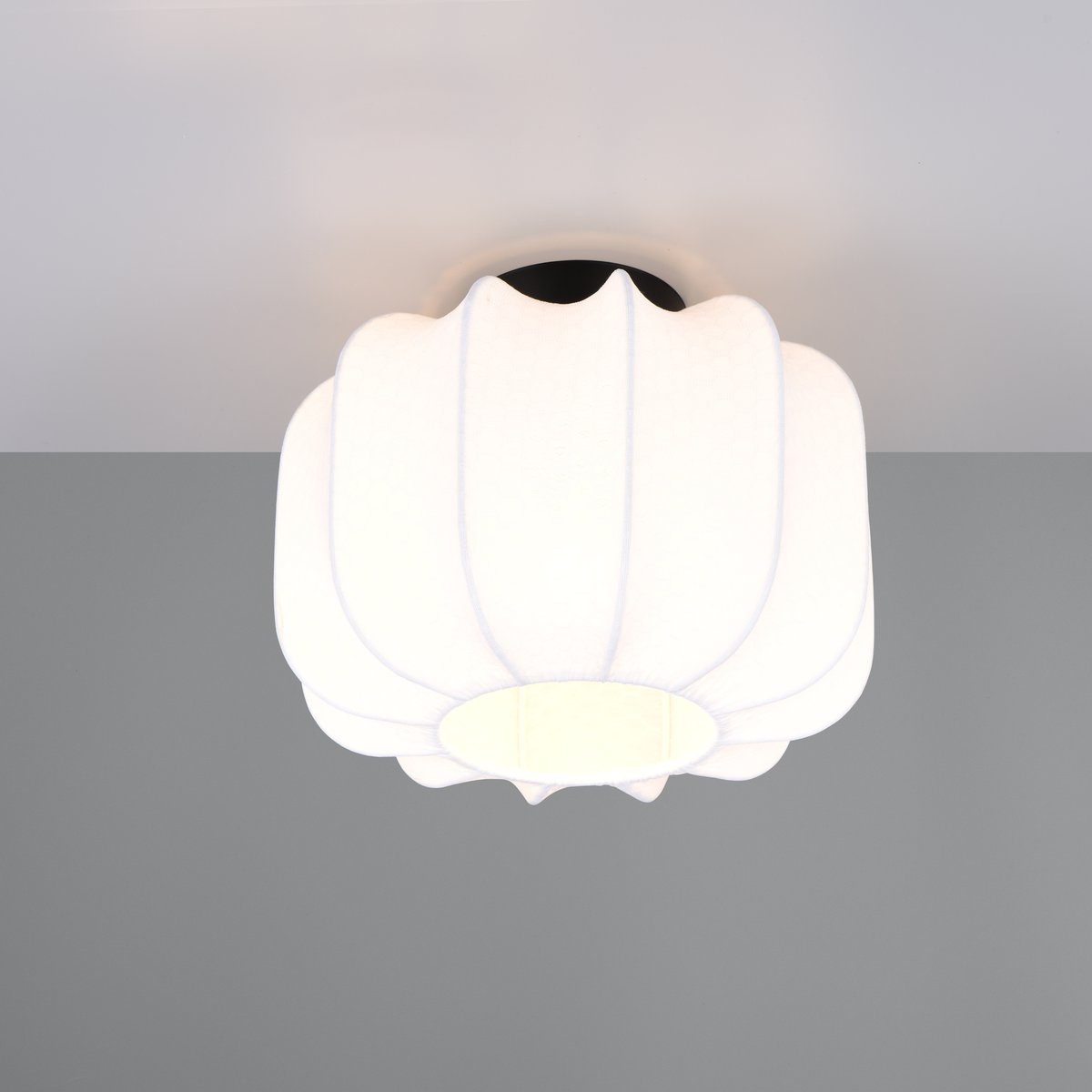 Deckenleuchte, Rund, Weiss, Stoffschirm, 25 cm Ø