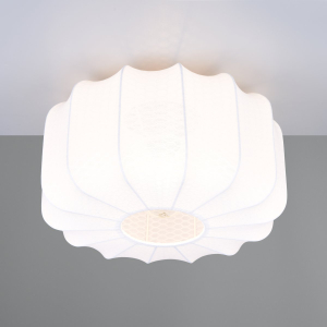 Deckenleuchte, Rund, Weiss, Stoff, Metall, 40 cm Ø