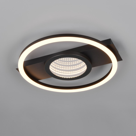 Deckenleuchte, Ring, Spiegelfläche, Schwarz, 35 cm x 33 cm