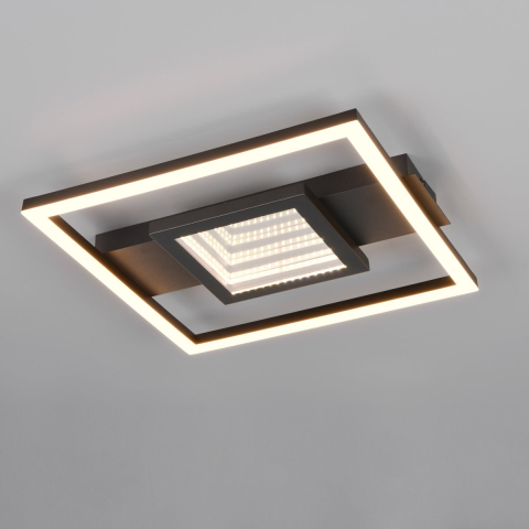 LED Deckenleuchte, Quadratisch, Schwarz, Metall, 35 cm x 33 cm