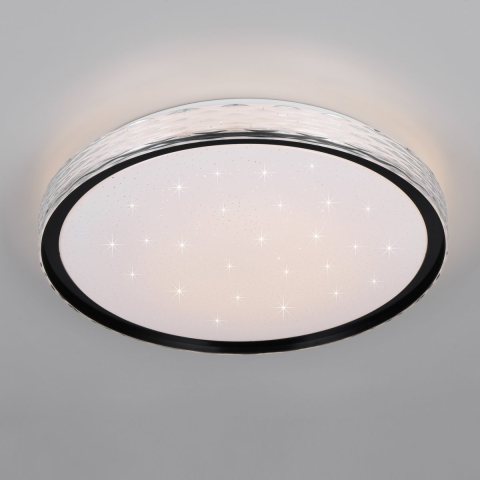 LED Deckenleuchte, Schwarz, Dimmer, CCT, Timer, Nachtlicht, 39 cm  Ø