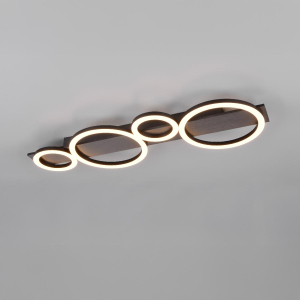 LED Deckenleuchte, Ringe, Metall, Aluminiumfarbe, 72 cm x 23 cm