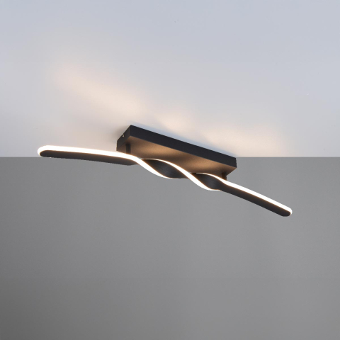 LED Deckenleuchte, Metall, Kunststoff, Schwarz, 79 cm x 9 cm
