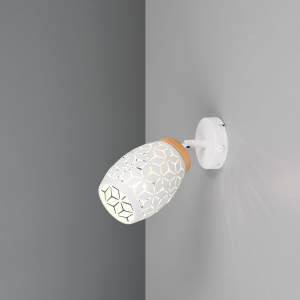 Strahler, 1er, Muster, Weiss, Metall, E14, Schalter, 27 cm Höhe