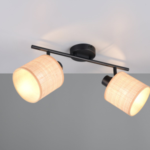 Deckenleuchte 2 Strahler, Seegras, Metall, Schwenkbar, 43 cm x 25 cm