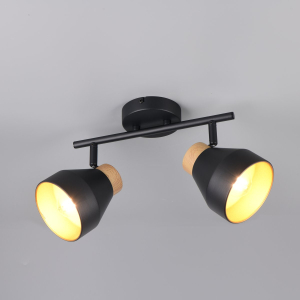 Strahler, 2 Spots, Schwarz, Braun, Metall, 32 cm x 15 cm