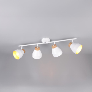 Deckenstrahler, 4 Spots, Weiss, Metall, Schwenkbar, 72 cm x 15 cm