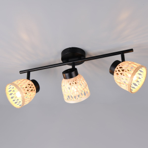 Strahler, Schwarz, Natur, Metall, Rattan, 60 cm x 17 cm