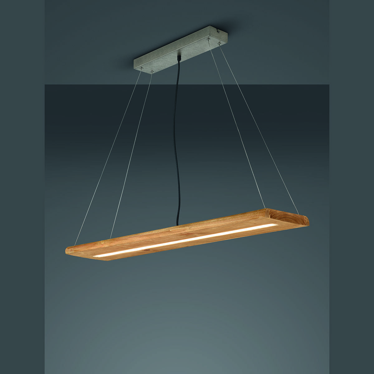 Esszimmerbeleuchtung LED Pendelleuchte, Naturholz, Höhe anpassbar, Dimmbar, Memoryfunktion, 100 cm x 20 cm, Küchenbeleuchtung, Tresenbeleuchtung, Thekenbeleuchtung