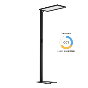 LED Büro Stehleuchte, Schwarz, Bewegungs-, Tageslichtsensor, CCT, 9100 LM