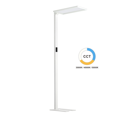 Lampadaire de bureau LED, blanc, capteur de mouvement et de lumière du jour, CCT, 9100 LM