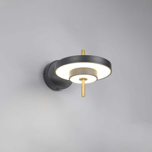 LED Wandleuchte, Rund, Edles Design, Schwarz und Gold, Metall, Dimmbar, 10 W, 4000 lm, 1200 K, 30 cm Breite